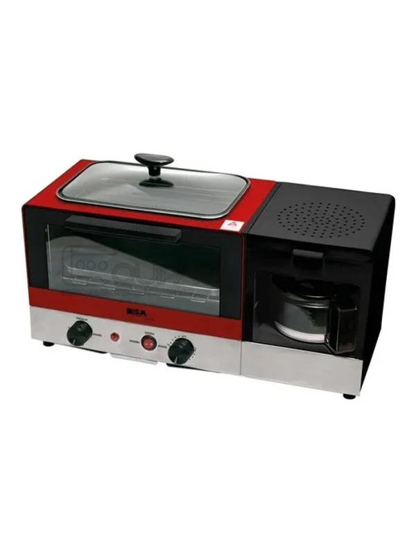  Horno de horno multifunción tres en uno máquina de desayuno -  Parrilla eléctrica portátil pequeña de 9L - Control de temperatura  ajustable, temporizador - 650W - Función de cocción múltiple Parrilla